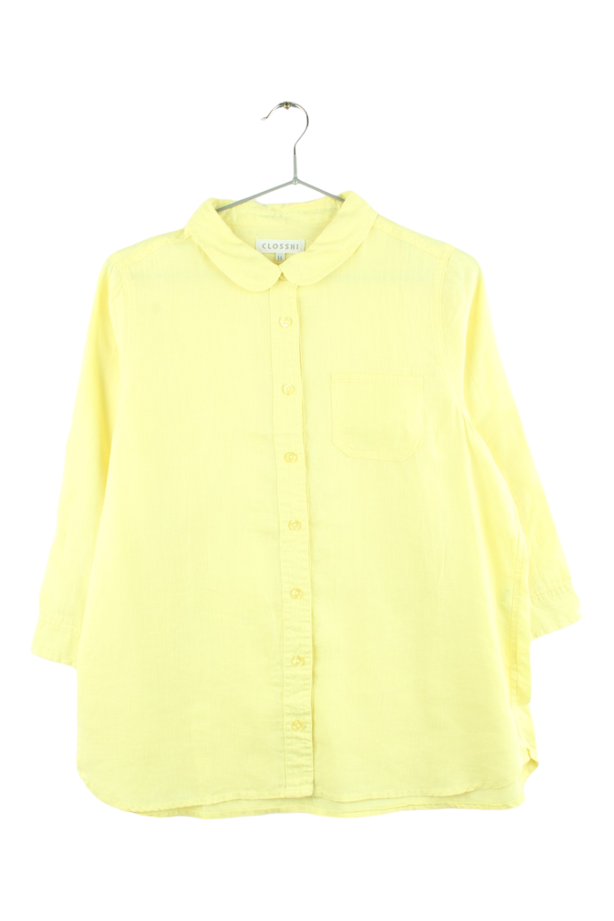 (90%세일)CLOSSHI 린넨100% 옐로 셔츠 빈트로-33909